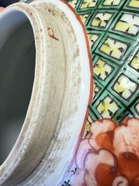 A Chinese famille verte jar and cover with narrative design, 19th C.