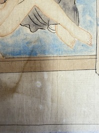Chinese school: 11 erotic paintings, ink and colour on paper, dated 1904