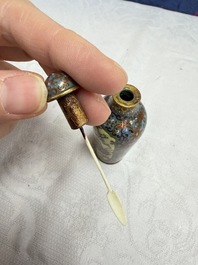A collection of 12 Chinese cloisonn&eacute; snuff bottles with floral design, 19/20th C.