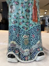 A large Chinese famille rose figure of Fu Xing, Zhu Mao Ji Zao 朱茂記造 mark, Republic