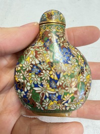 A collection of 12 Chinese cloisonn&eacute; snuff bottles with floral design, 19/20th C.