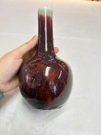 Two Chinese flamb&eacute;-glazed bottle vases, 19th C.