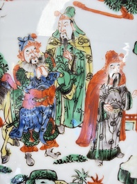 A Chinese famille verte jar and cover with narrative design, 19th C.