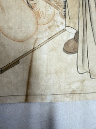 Chinese school: 11 erotic paintings, ink and colour on paper, dated 1904