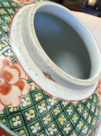 A Chinese famille verte jar and cover with narrative design, 19th C.