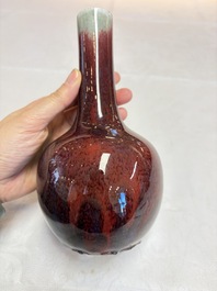 Two Chinese flamb&eacute;-glazed bottle vases, 19th C.