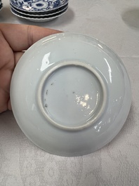 17 Chinese blue and white cups and 22 saucers, Kangxi/Yongzheng