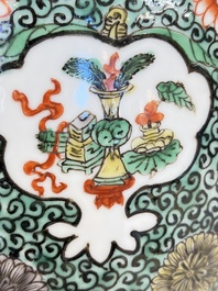 A Chinese famille verte jar and cover with narrative design, 19th C.