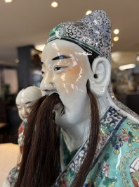 A large Chinese famille rose figure of Fu Xing, Zhu Mao Ji Zao 朱茂記造 mark, Republic