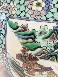 A Chinese famille verte 'Phoenix and Mountainous Landscape' jardini&egrave;re, 19th C.