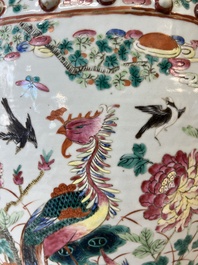A Chinese famille rose 'Phoenix and Magpies' garden seat, 19th C.