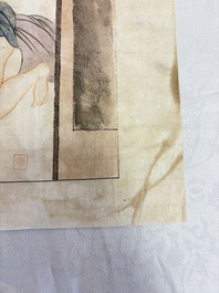 Chinese school: 11 erotic paintings, ink and colour on paper, dated 1904