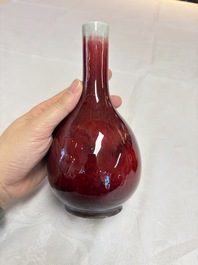 Two Chinese flamb&eacute;-glazed bottle vases, 19th C.