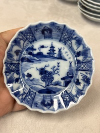 17 Chinese blue and white cups and 22 saucers, Kangxi/Yongzheng