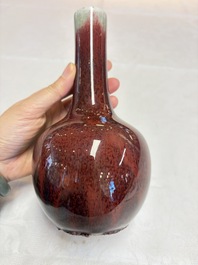 Two Chinese flamb&eacute;-glazed bottle vases, 19th C.