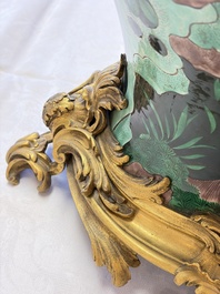 A massive pair of gilt-bronze-mounted famille noire style vases, Samson, Paris, 19th C.