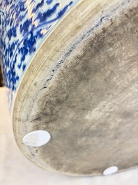 A massive Chinese blue and white 'Buddhist lotus scroll' circular basin, Kangxi