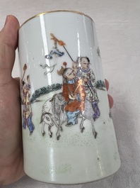 A group of three Chinese famille rose vases, a bitong, a covered teapot and a Buddha, Yongzheng, Qianlong and Xue Changsen 薛長森 marks, 19/20th C.