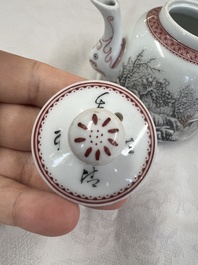 A group of three Chinese famille rose vases, a bitong, a covered teapot and a Buddha, Yongzheng, Qianlong and Xue Changsen 薛長森 marks, 19/20th C.