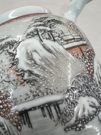 A group of three Chinese famille rose vases, a bitong, a covered teapot and a Buddha, Yongzheng, Qianlong and Xue Changsen 薛長森 marks, 19/20th C.