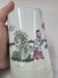 A group of three Chinese famille rose vases, a bitong, a covered teapot and a Buddha, Yongzheng, Qianlong and Xue Changsen 薛長森 marks, 19/20th C.