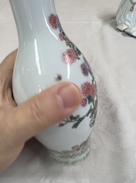 A group of three Chinese famille rose vases, a bitong, a covered teapot and a Buddha, Yongzheng, Qianlong and Xue Changsen 薛長森 marks, 19/20th C.