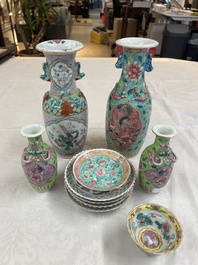 A group of 10 Chinese famille rose wares for the Straits or Peranakan market, various marks, 19/20th C.