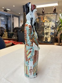 Three Chinese famille rose 'Three Star Gods' figures, Mao Jisheng 茂記生 and Ding Yisheng 丁義盛 marks, Republic