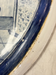 A blue and white Dutch Delftware 'The King's Wig' plaque, probably Rotterdam, 18th C.