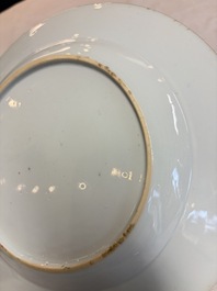 A pair of Chinese famille rose 'Magu' plates, Yongzheng/Qianlong
