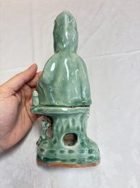 A Chinese Longquan celadon Guanyin, Republic