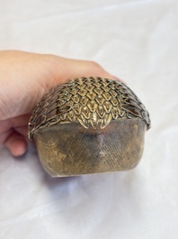 A pair of Chinese enamelled gilt-silver quail-form boxes and covers, 19/20th C.