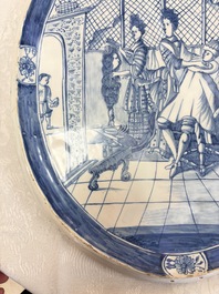 A blue and white Dutch Delftware 'The King's Wig' plaque, probably Rotterdam, 18th C.