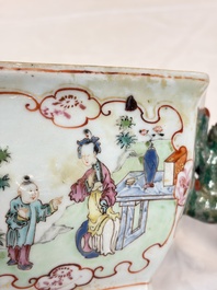A Chinese Canton famille rose hexagonal tureen and cover, Qianlong