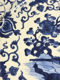 A large Chinese blue and white armorial dish with the arms of Pelgrom for the Dutch market, Kangxi
