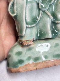 A Chinese Longquan celadon Guanyin, Republic