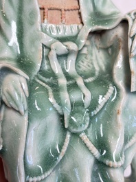 A Chinese Longquan celadon Guanyin, Republic
