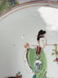 A pair of Chinese famille rose 'Magu' plates, Yongzheng/Qianlong