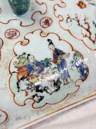 A Chinese Canton famille rose hexagonal tureen and cover, Qianlong