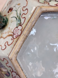 A Chinese Canton famille rose hexagonal tureen and cover, Qianlong