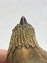 A pair of Chinese enamelled gilt-silver quail-form boxes and covers, 19/20th C.
