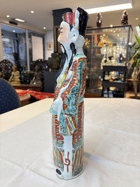 Three Chinese famille rose 'Three Star Gods' figures, Mao Jisheng 茂記生 and Ding Yisheng 丁義盛 marks, Republic