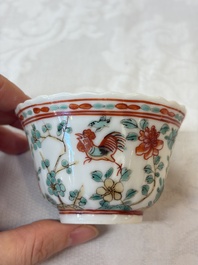 Four Chinese famille verte cups and seven saucers, 19th C.