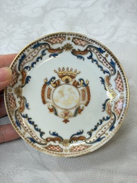 A Chinese armorial export 12-piece tea service with crowned monograms, Qianlong