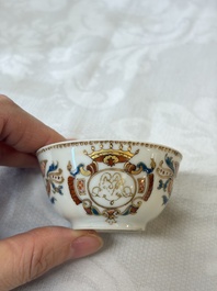 A Chinese armorial export 12-piece tea service with crowned monograms, Qianlong