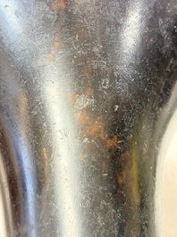 A pair of Chinese archaistic bronze 'Gu' vases, 18th C.