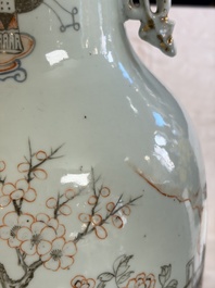 A pair of Chinese qianjiang cai 'Antiquities' vases, signed workshop of Qingyun 慶雲, 19/20th C.