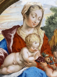 A fine circular 'Madonna and Child with the Infant St. John' enamel plaque after Sadeler, probably Blois, France, 17th C.