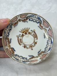 A Chinese armorial export 12-piece tea service with crowned monograms, Qianlong