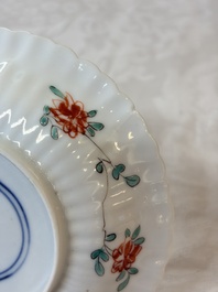 Four Chinese famille verte cups and seven saucers, 19th C.